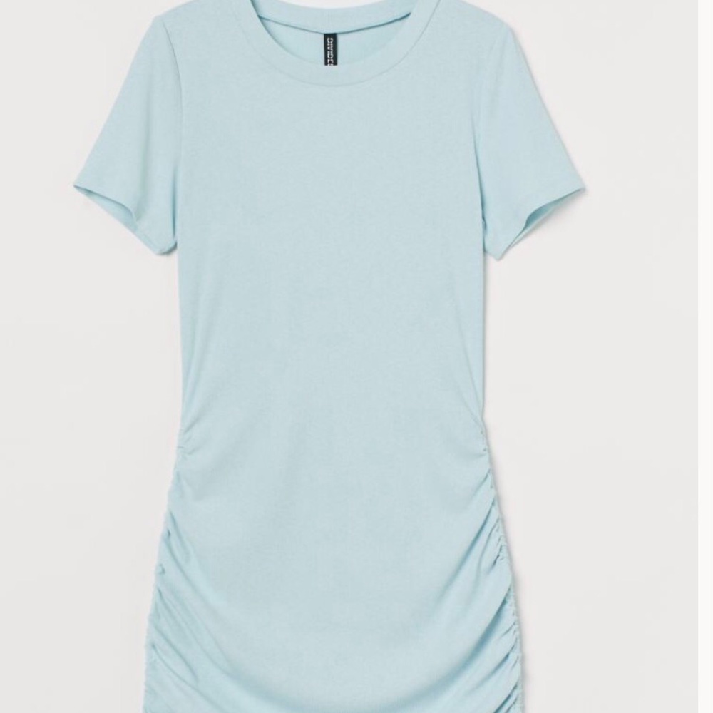 Light blue h & m ruched sides with adjustable strings bodycon dress(worn once)